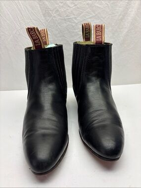 La Barca Black Leather Chelsea Ankle Boots for Men, SZ 8